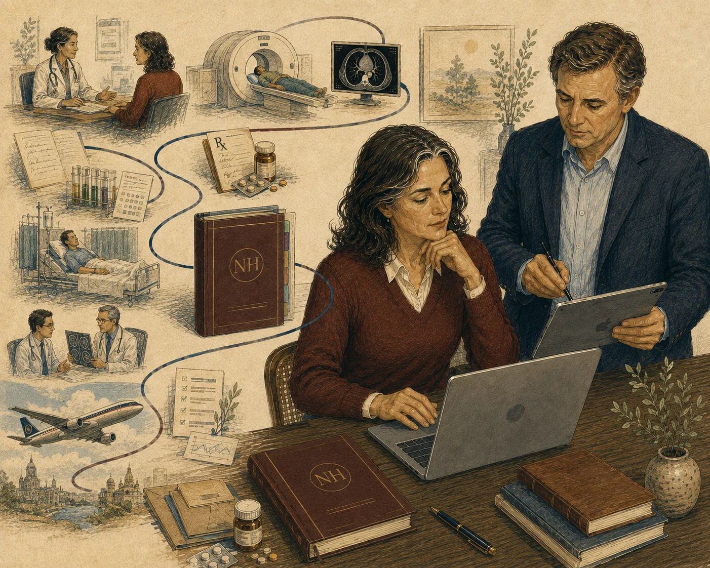 One adult’s medical events connected over time into a separate personal medical record.